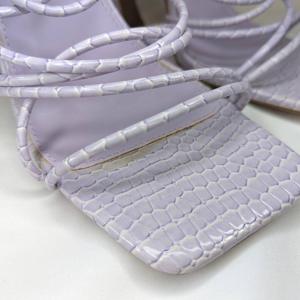 Public Desire Corbyn Tie Up Sandals Lilac Croc - Picture 5 of 5